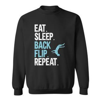Funny Gymnastics Acrobat Parkour Eat Sleep Back Flip Repeat Sweatshirt | Mazezy