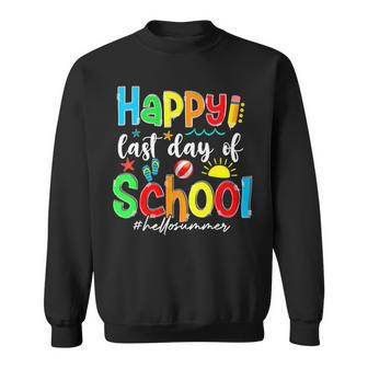 Funny Happy Last Day Of School Hello Summer Multicolored Sweatshirt | Favorety CA