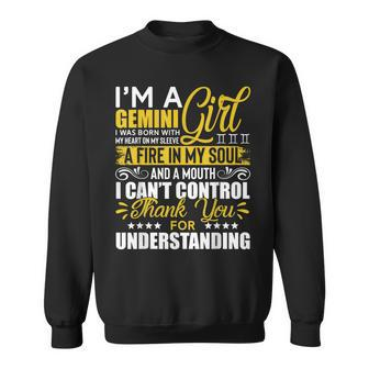 Funny Im A Gemini Girl Born With My Heart Zodiac Birthday Sweatshirt - Seseable