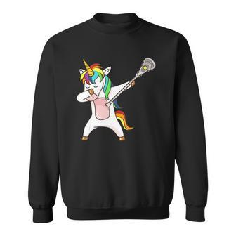 Funny Lacrosse Unicorn Dabbing Gift Sweatshirt | Mazezy