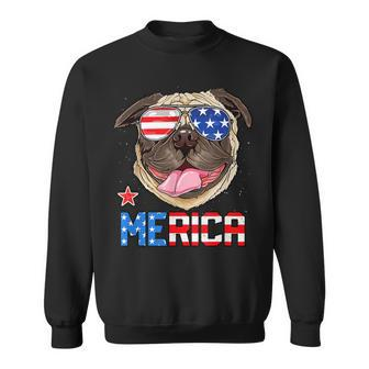 Funny Pug 4Th Of July Merica Mens Womens Kids American Flag Sweatshirt - Seseable