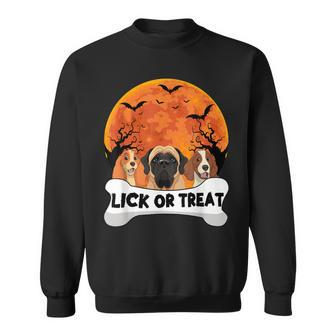Funny Trick Lick Or Treat Dog Lover Dad Mom Halloween Sweatshirt - Seseable