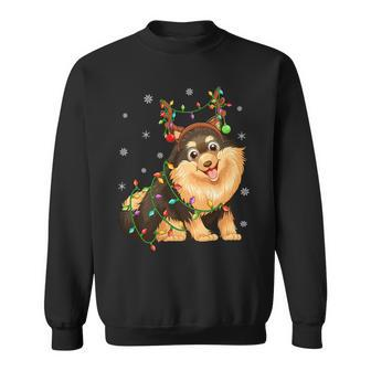 Funny Xmas Lighting Reindeer Hat Pomeranian Dog Christmas T-Shirt Sweatshirt - Seseable