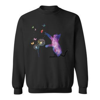 Galaxy Cat Outer Space Butterfly Universe Dandelion Flower Sweatshirt - Thegiftio UK