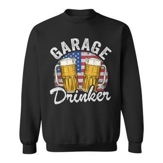 Garage Drinker 4Th Of July American Flag Dad Mens Garage Sweatshirt - Seseable