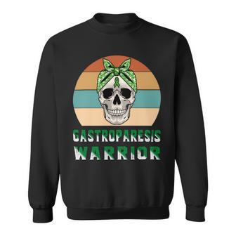 Gastroparesis Warrior Skull Women Vintage Green Ribbon Gastroparesis Gastroparesis Awareness Sweatshirt | Favorety UK