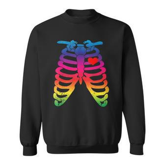 Gay Rainbow Pride Lgbt Halloween Skeleton Design Sweatshirt - Thegiftio UK