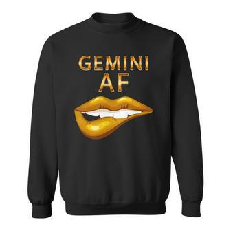 Gemini Af Gold Sexy Lip Birthday Gift Sweatshirt | Mazezy
