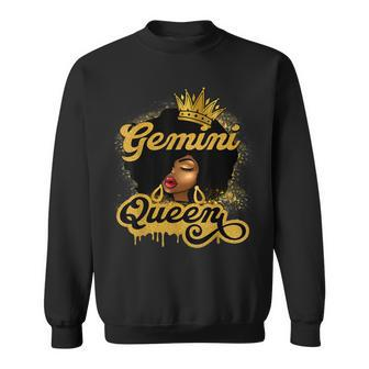 Gemini Queen Birthday Girl Afro Woman Black Queen Zodiac Sweatshirt - Seseable