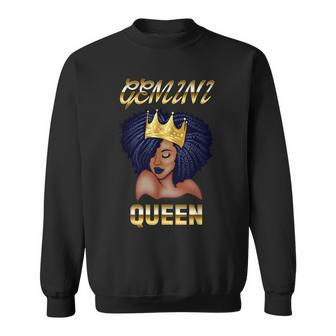 Gemini Queen Born In May-June Black Queen Birthday Sweatshirt - Seseable