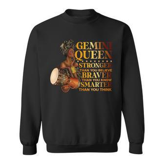 Gemini Queen Zodiac Melanin Black Women Africa Afro Birthday Sweatshirt - Seseable