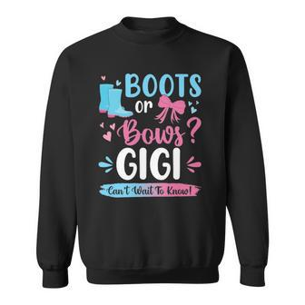 Gender Reveal Boots Or Bows Gigi Matching Baby Party Sweatshirt | Mazezy