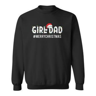 Girl Dad Merry Christmas Tree Lights Funny Holiday Sweatshirt | Mazezy