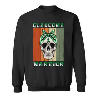 Glaucoma Warrior Skull Women Vintage Green Ribbon Glaucoma Glaucoma Awareness Sweatshirt | Favorety AU