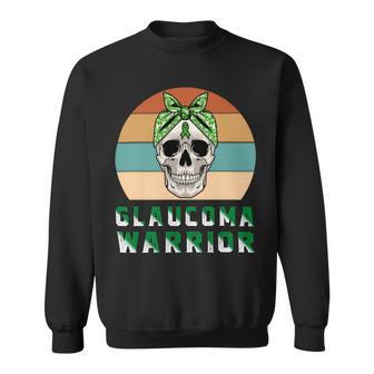 Glaucoma Warrior Skull Women Vintage Green Ribbon Glaucoma Glaucoma Awareness V2 Sweatshirt | Favorety DE