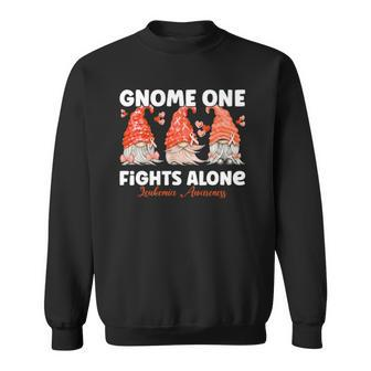 Gnome One Fights Alone Orange Leukemia Awareness Sweatshirt | Mazezy