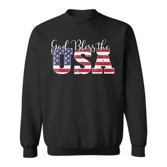 God Bless The Usa Us Flag Patriotic 4Th Of July America Sweatshirt - Seseable