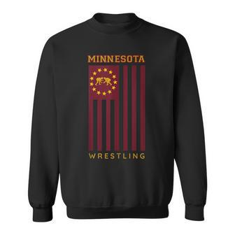 Gopher State Usa Flag Freestyle Wrestler Minnesota Wrestling Sweatshirt - Seseable