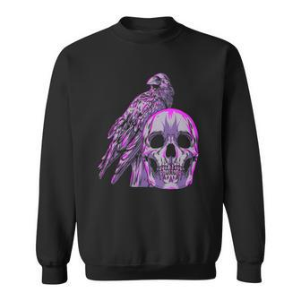Goth Pastel Skull Crow Bird Skeleton Head Raven Gothic Lover Sweatshirt | Mazezy