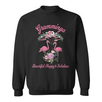 Grammingo Grandma Beautiful Happy Fabulous Floral Flamingo Sweatshirt - Thegiftio UK