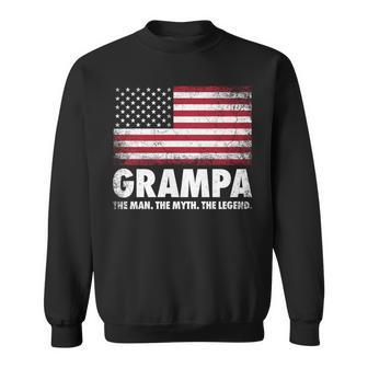 Grampa The Man Myth Legend Fathers Day 4Th Of July Grandpa Sweatshirt - Seseable