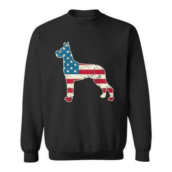 Great Dane 4Th Of July Men Women Usa American Flag Dog Sweatshirt | Mazezy