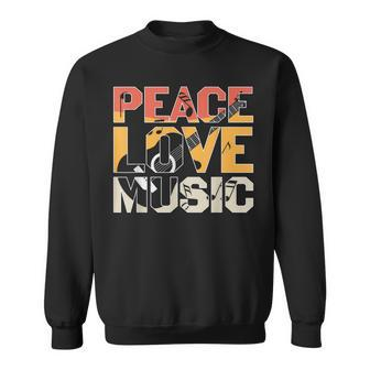 Guitar Retro Peace Love Music Band Gift Guitarist Sweatshirt - Seseable