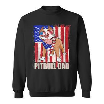 Happy 4Th Of July Pride American Flag Pitbull Dad Sweatshirt - Seseable