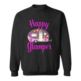 Happy Glamper Vintage Glamping Squad Rose Caravan Camping Sweatshirt | Mazezy