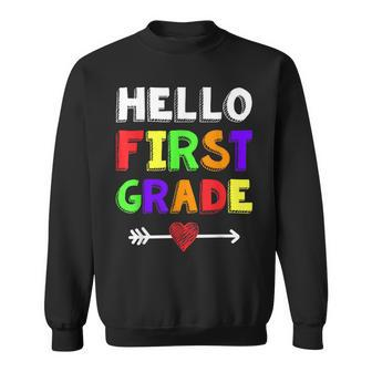 Hello First Grade Team 1St Grade Back To School Teacher Kids Sweatshirt - Seseable