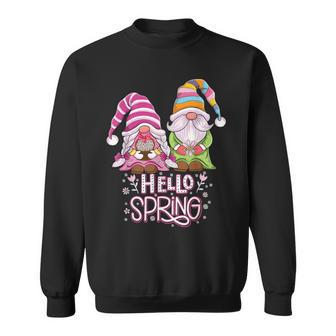 Hello Spring Floral Gnomes Couple Daisy Flowers Spring Gnome Sweatshirt - Thegiftio UK