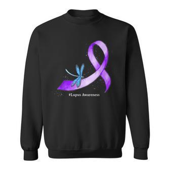 Hippie Dragonfly Purple Ribbon Lupus Awareness Sweatshirt - Thegiftio UK