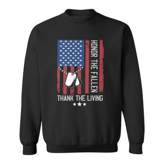 Honor The Fallen Thank The Living American Flag Memorial Day Sweatshirt | Mazezy