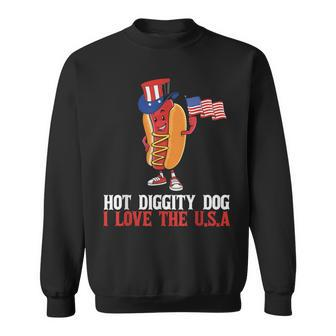 Hot Diggity Dog I Love The Usa - Happy 4Th Of July Hotdog Sweatshirt - Seseable