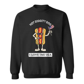 Hot Diggity Dog July 4Th Patriotic Bbq Picnic Cookout Funny Sweatshirt - Seseable