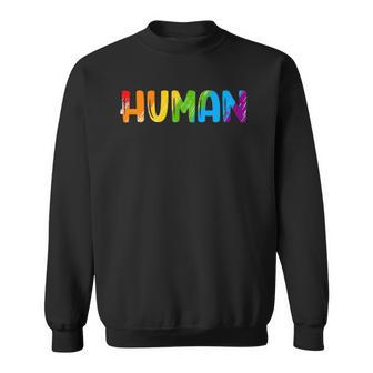 Human Lgbt Rainbow Flag Gay Pride Month Transgender Sweatshirt | Mazezy