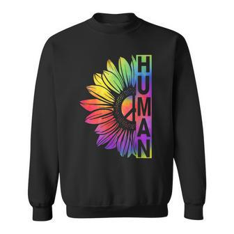 Human Sunflower Lgbt Tie Dye Flag Gay Pride Proud Lgbtq Sweatshirt | Mazezy