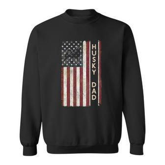 Husky Dad Dog American Flag Fathers Day Gift Men Sweatshirt | Mazezy