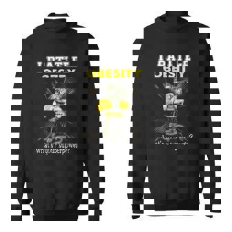 I Battle Obesity Awareness Cat Lover Gift Sweatshirt | Mazezy