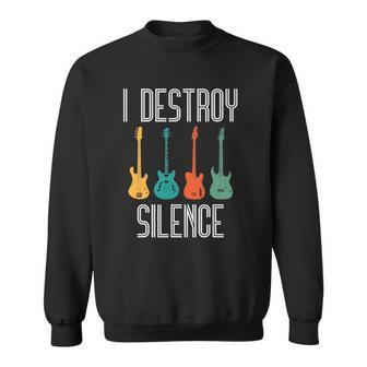 I Destroy Silence Guitar Vintage Guitarist Guitar Player Sweatshirt - Thegiftio UK