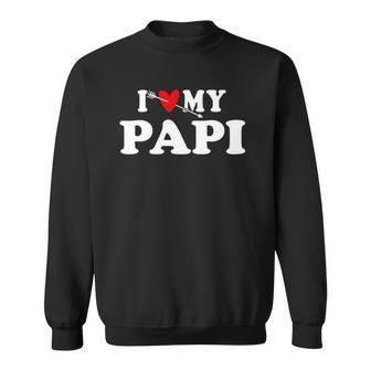 I Love My Papi With Heart Fathers Day Wear For Kids Boy Girl Sweatshirt | Mazezy UK