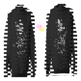 I Love You Hand Sign Language Butterfly Autism Awareness V2 Sweatshirt - Thegiftio UK