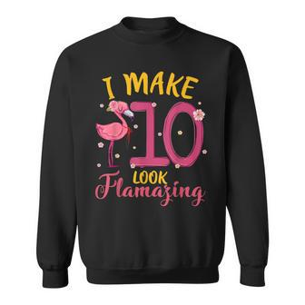 I Make 10 Look Flamazing Cute Flamingo 10Th Birthday Kids Sweatshirt - Seseable