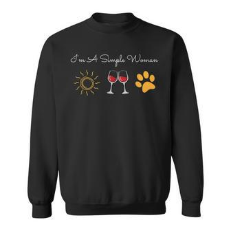 Im A Simple Woman Sunshine Red Wine Dog Owner Paw Summer Sweatshirt - Thegiftio UK