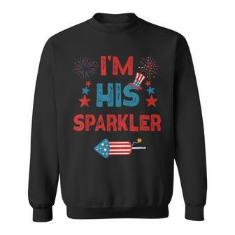 Im His Sparkler 4Th Of July Fireworks Matching Couples Sweatshirt - Seseable