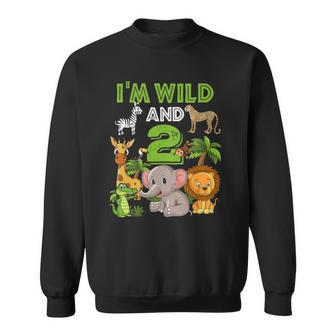 Im Wild And 2 Zoo Theme Birthday Safari Jungle Sweatshirt | Mazezy