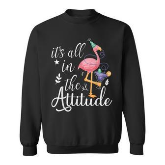 Its All In The Attitude Flamingo Pink Watercolor Flamingo Sweatshirt - Thegiftio UK