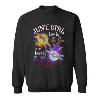 June Girl Lover Moon Dragonfly Funny Birthday Sweatshirt - Seseable