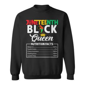 Junenth Womens Black Queen Nutritional Facts Freedom Day  Sweatshirt