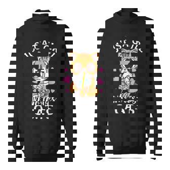 Just A Girl Who Loves Cats Bubble Tea Tapioca Anime Cat Mom Sweatshirt - Thegiftio
